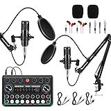 Znclces 2025 Upgraded Podcast Equipment Bundle for 2, Recording Studio Package with Pro Audio Interface(4 Customize SE) and Podcast Microphone for Gamer Podcasting, Recording, Singing, Streaming