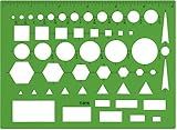 Westcott T-816 All-Purpose Technical Drawing Template, Plastic Shape Template Tool, Green, 4.5 by 6 in