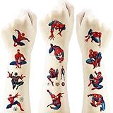 40 Sheets Spider Temporary Tattoos Birthday Themed Party Supplies Decoration Favors Cartoon Cute Sticker for Kids Boys Home Activity Class Prizes Carnival Christmas Rewards (red)