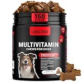 Dog Vitamins and Supplements - 150 Dog Multivitamin Chewable - Immune, Joint Support, Skin, Gut Health + Packed with Omega 3s, Glucosamine & Probiotics - Safe for Puppy - Beef