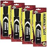 Marks A Lot Jumbo Black Washable Marker, Chisel Tip, 1 per Pack, 4 Packs, 4 Markers Total (24158)