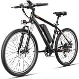 Jasion EB5 Electric Bike for Adults 26" tire with 1000W Peak Motor,Removable Battery Commuting Electric Mountain Bike,Up to 40Miles,7-Speed and Front Fork Suspension Ebike