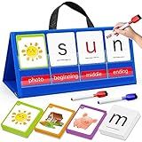 EsiPlay CVC Word Alphabet Learning Pocket Chart Includes 2 Pens, Sight Words Flash Cards Kindergarten Classroom Must Haves, Phonics Games Blending Board for Kid Building Reading and Spelling Education