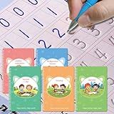 Reusable Grooved Handwriting Workbooks,Magic Copybook,Magic Writing Practice copy books, to help children improve their handwriting ink Practice Age 3-8 Calligraphy for kids(Character edition)