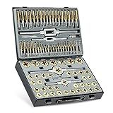 Orion Motor Tech 86pc Tap and Die Set in SAE and Metric, Titanium Coated Steel Tap Set and Die Tool Set for Homeowners Mechanics and Craftsmen Metric and Standard Internal and External Threading