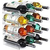 Plastic Water Bottle Organizer and Wine Rack Storage Holder,4 Tier 12 Containers Stackable Free-Standing Bottle Storage Rack for Kitchen Countertops, Table Top, Pantry, Bars, Cabinets, Fridge - Clear