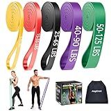 AugKnot Resistance Bands for Working Out: 5-Levels Exercise Bands Set - Pull Up Assistance Elastic Silicone - Physical Therapy/Training/Stretching- Home Gym for Women and Men