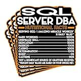 (4Pcs) SQL Server Dba Vinyl Decal Sticker – Nutritional Facts Quote for Laptops, Water Bottles, Cars, Bumpers, Toolboxes – Gift for Coworker, Office, Birthday, Christmas – Waterproof Vinyl, Easy Peel