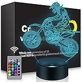 BASSI Dirt Bike Gift 3D Night Light, 16 Colors Changes Remote Control Motorcycle Lamp, LED Dirtbike Decor Toys for Boys Girls Room Birthday Xmas Christmas Gifts for Kids…