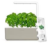 Click & Grow Smart Garden, 3 Pods Indoor Herb Growing System (3 Basil Pods Included)| Easier Than Hydroponics Growing System, Automatic Nutrients, Watering and Grow Light, Noise-free Technology, Beige