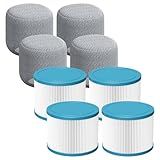 Beckacher Hot Tub Filter Compatible with All RELXTIME Hot Tub, Pool Filters, Spa Filter Replacement, Filter Cartridges for Inflatable Hot Tubs Filtration, 4 Filter + 4 Filter Covers