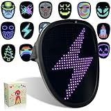 MOYACA Kids LED Mask with Gesture Sensing, Light up Mask for Halloween Costume and Xmas Cosplay, Transforms Face with LED Lights, Perfect for Children Students Birthday Parties Masquerades, Black