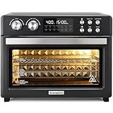 28QT Air Fryer Toaster Oven Combo, Large 12-in-1 Convection Countertop Oven with Next-Gen HeatWave Convection, 3-Layer Cooking, Rotisserie for Chicken, Fits 11" Pizza, Full Accessories, Sparkle Black