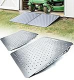 Toplamper Heavy-Duty Shed Ramp for Riding Mower, Ramps for Sheds Garage Threshold Doorway Lawn Mowers Tractor Snow Blower Wheelchairs Garden Cart, 1500LBs Loading Anti-Slip Punch Plate Ramp - 2 PCS