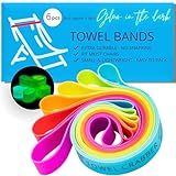 Towel Bands (6-Pack), Beach Pool & Cruise Chairs, Extra Durable, No Snapping, Cruise Ship & Beach Essentials, Great Alternative to Beach Towel Clips (3 Regular + 3 Glow in The Dark
