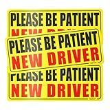 JUSTTOP New Driver Magnet for Car, Please Be Patient Student Driver, 3Pcs New Driver Magnet Safety Warning Magnetic Reflective Rookie Driver Bumper Sticker,Car Exterior Accessories