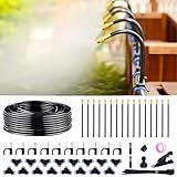 Thiswing 360° Adjustable Drip Irrigation System - Garden Watering Atomizing System with 16 Nozzles, Greenhouse Accessories for Yard, Lawn, Plants, Garden, 5/16 inches Hose, 50 ft