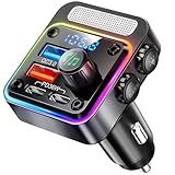 Nulaxy 54W Bluetooth 5.3 Car Adapter Charger 4-Port Fast Charging [PD36W & QC3.0 18W], Wireless Radio FM Transmitter with Deep Bass Player, 5 Colors LED Backlit, Hands-Free Calling, Support USB Drive