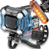 [NEW V2] ZIREN 140dB Loud Bike Horn & LED Light, Loudest Electric Bicycle Horn, New V2 Control Switch, USB-C Rechargeable Horns + Bike Lights Front and Back Set for Adults Kids Scooter Ebike