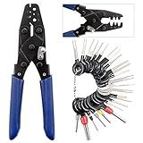 Swpeet 21pcs Auto Terminals Removal Key Tool with Automotive Weatherpack Terminal Crimp Tool Perfect for Most Terminal Wiring Harness Crimp and Electrical Wiring Crimp Connectors