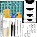 32Pack Vinyl Weeding Tools with T-Shirt Alignment Ruler Kit, Weeding Tools for Vinyl, Vinyl Weeding Tools Kit for Weeding Vinyl, DIY Art & Craft, Silhouettes, Cameos, Cutting, Scrapbook