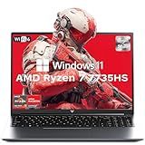 KAIGERR 2025 Gaming Laptop, Laptop with AMD Ryzen 7 7735HS (8C/16T, Up to 4.75GHz), 16GB DDR5 512GB NVMe SSD Laptop Computer, Up to 4TB, 16-inch FHD Display, WiFi 6, Backlit KB, Type-C, Dual Fans