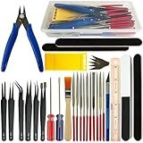 32 Pcs Professional Model DIY Tool Kit, Modeler Basic Craft Tool Set, Dollhouse Miniature Hobby Building or Handmade Hobby Craft Tools Set