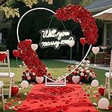 Breling 6.6ft Large Metal Heart Arch Stand and Will You Marry Me LED Neon Light Sign Backdrop for Outdoor Proposal Wedding Engagement Bridal Valentine and Birthday Party Decor (Red)