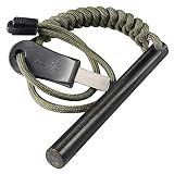 bayite 4" Survival Ferro Rod Drilled Flint Fire Starter and Striker Kit