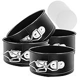 MASSUGAR Springform Pan 4 Pack 4-Inch Mini Cake Pan with 50 Pcs Parchment Paper Liners, Nonstick Leakproof Cheesecake Pan for Mini Cheesecakes Pizzas and Quiches