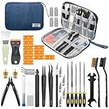 3D Printer Tools Kit, 46Pcs 3D Printer Accessories & Cleaning Kit for All FDM/SLA Printers with Nozzle Cleaner, Scraper, 5 Types Files, Brushes, Wire Cutter, Engraving Knife, Deburring Tool