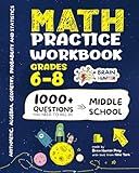 Math Practice Workbook Grades 6-8: 1000+ Questions You Need to Kill in Middle School by Brain Hunter Prep (Arithmetic, Algebra, Geometry, Measurement, ... more in Kill It Series by Brain Hunter Prep)