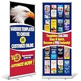 ANKOKO Custom Retractable Banner Stand Professional Design Templates Signs Customize With Stand for Indoor Outdoor Display Promotion & Advertising (25″X65″)