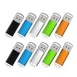 Flash Drive, wellsenn USB Flash Drive 1，2，4，8 GB X 10 Bulk Memory Stick Jump Drive External Drives USB Stick USB Storage Portable Thumb Drive Pen Drive Pack 10 Mixed Coler (32GB10COLOR)