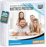 Utopia Bedding Waterproof Mattress Protector King Size, Premium 200 GSM Terry Mattress Cover, Soft & Breathable Bed Cover, Fitted Sheet Style with Stretchable Deep Pockets 17" (White)