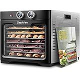 Household Food Dehydrators Machine with 8 Stainless Steel Trays Hold 10 lb Meats 24 H Digital Timer 194 °F Temperature Control Commercial Dryer for Jerky Meat Herb Fruit Vegetables Beef Carbon Black