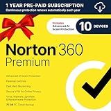 Norton 360 Premium 2026 Ready, Antivirus software for 10 Devices with Auto-Renewal – Includes Advanced AI Scam Protection, VPN, Dark Web Monitoring & PC Cloud Backup [Download]
