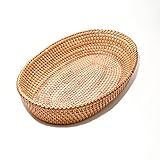12.6 Inch Woven Bread Basket Fruit Basket for Kitchen Counter Wicker Handmade Long Bread Serving Basket Food Organizer Display Basket Storage Basket for Spoon Fork Napkin