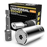 Universal Socket, Self-adjusting Socket Fits Standard 3/8'' - 1-1/16'' Metric 9mm-27mm, Adapter Socket for Wrench Ratchet & Power Drill, Tools Gifts for Men Him Husband Dad Father DIY Handyman Women