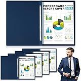 Dunzoom 5 Pcs 8.5 x 11 Inch Pressboard Report Cover, 3'' Capacity, Presentation Binder Folder with Metal Prong for Business, Presentations, Contract, Proposal and Other Documents Management (Blue)