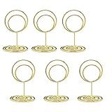 Jofefe 20pcs Mini Place Card Holders, Cute Table Number Holders, Small Size Table Card Holder Tables Number Stands, Wire Photo Picture Menu Clips for Wedding centerpieces, Anniversary Party (Gold)