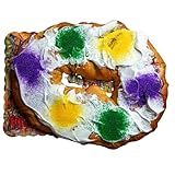 Caluda's Cream Cheese King Cake DIY Kit - Fresh Un-Iced Brioche Cake with Cream Cheese Filling, Icing Packets, Mardi Gras Colored Sugars, Baby, Decorating Instructions, Serves 10-12, Authentic New Orleans Louisiana Mardi Gras Dessert for Holidays Parties