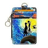 DATOUCAT Slim Wallet Credit Card Holder, Stars and Couples, RFID Wallet Women Cute Small Front Pocket Wallet With Zipper, PU Leather Thin travel RFID Blocking Card Case ID Window,Ladies Gifts