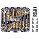 276pc Titanium Twist Drill Bit Set with S2 Bits 135° Tip High Speed Steel, Size from 1/16" up to 1/2", Ideal in Wood Cast Iron Aluminum Alloy Plastic Fiberglass, Clear Lid Case