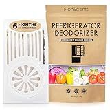 NonScents Refrigerator Deodorizer – Odor Eliminator for Fridge & Freezer – Outshines Baking Soda & Deodorizer with Activated Charcoal – Unscented & Long-Lasting, Freshen Refrigerator