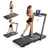 Hccsport Treadmill with Incline, 3 in 1 Under Desk Treadmill Walking Pad with Removable Desk Workstation 3.5HP Foldable Compact Walking Treadmills for Home Small Office with Wristband Remote Control