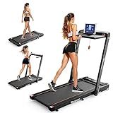 Hccsport Treadmill with Incline, 3 in 1 Under Desk Treadmill Walking Pad with Removable Desk Workstation 3.5HP Foldable Compact Walking Treadmills for Home Small Office with Wristband Remote Control