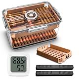 CIGARLOONG Cigar Humidor Large with Cedar Shelves,2 Humidifiers and Hygrometer Storage for 100 Cigars Partition Clear Airtight Cigar Humidor
