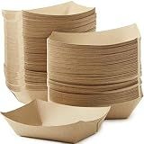 Eco Friendly USA-Made 3lb Food Holder Trays 150 Pk. Compostable Kraft Paper Container for Diners Concession Stands or Camping. Best Sturdy 3 Lb Disposable Party Snack Boat for Nachos, Tacos or BBQ.