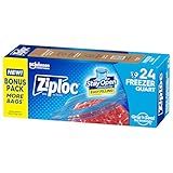 Ziploc Quart Food Storage Freezer Bags, Stay Open Design, Easy to Fill, 24 count